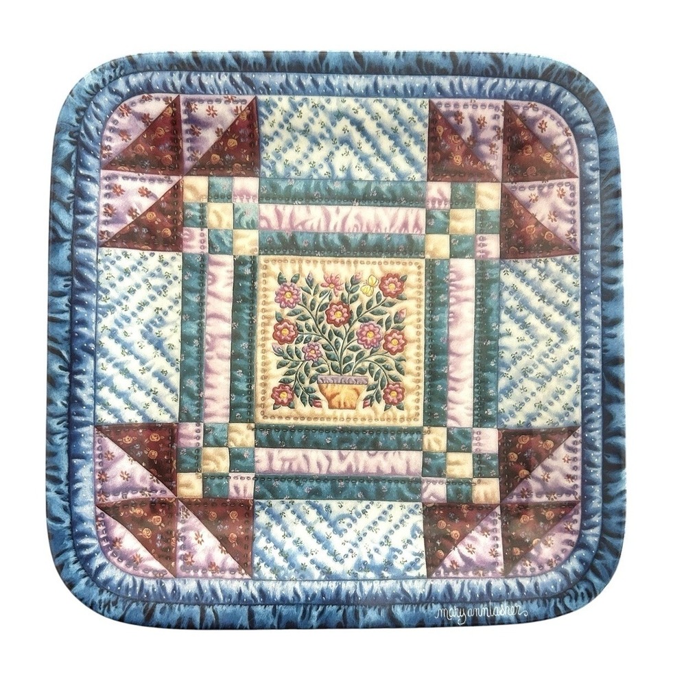 Bradford Exchange Cherished‎ Traditions Goose In The Pond Floral Quilt Plate